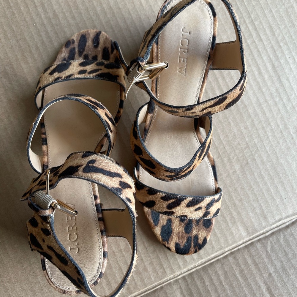 Brand new, newer worn. Genuine leather calf hair sandals. Made in Italy.